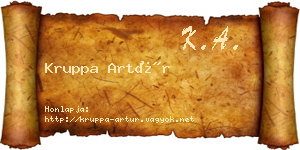 Kruppa Artúr névjegykártya